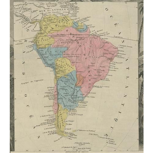 Antique Hand-Colored Map of South America by Levasseur, 1845 For Sale - Image 4 of 15