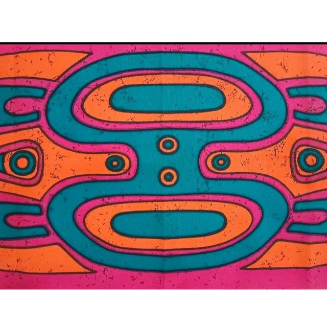 Mid-century screen-printed wall hanging. Signed by the german artist Traute Sänger Unused, very rare find in this...