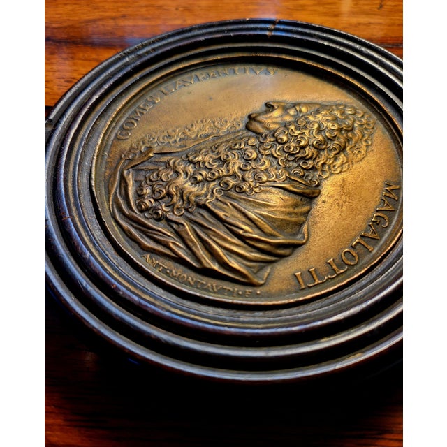 Grand Tour Ebonized Framed Bronze Relief Plaque of Count Lorenzo Magalotti, 19th Century For Sale - Image 12 of 16