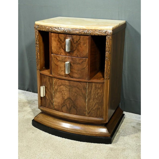 Vintage Art Deco Walnut Burl Bedside Table, 1930 For Sale - Image 4 of 18