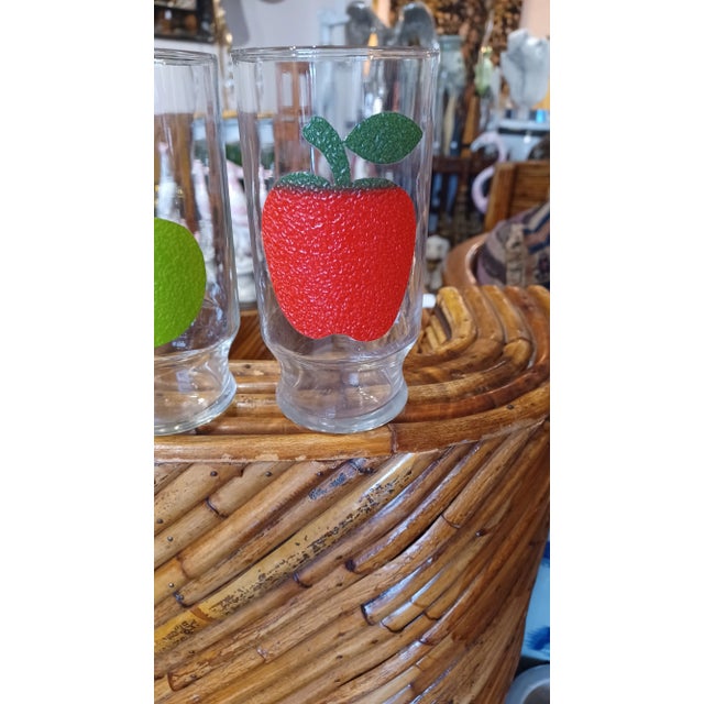 Mid-Century Modern Vintage 1950s Set of 4 Embossed Fruit Glasses For Sale - Image 3 of 6