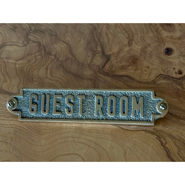 Vintage Solid Brass 'Guest Room Door Sign Plaque For Sale In Baltimore - Image 6 of 12
