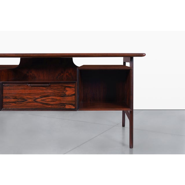 Danish Modern Floating Top Rosewood Desk Modern 75 by Gunni Omann For Sale - Image 11 of 15