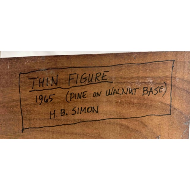 Brown "Thin Figure" — Pine Abstract Figural Sculpture, Herbert Simon 1965 For Sale - Image 8 of 8