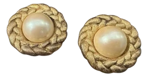 1970s Costume Jewelry Gilded Metal and Faux Pearls Italian Clip-on Earrings