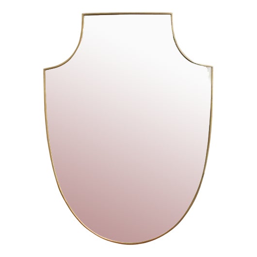 Vintage Italian Wall Mirror with Brass Frame by Gio Ponti, 1960s For Sale