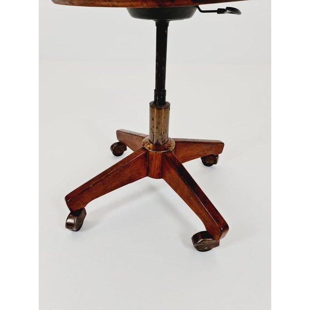 Wood Bauhaus Swivel Office Chair in Wood by Der Ferderdreh, 1930s For Sale - Image 7 of 11