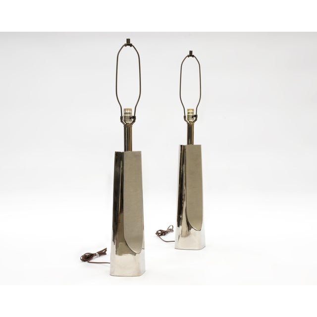 Pair of Vintage Modernist Metal Table Lamps by Laurel Lamp Co. For Sale - Image 9 of 9