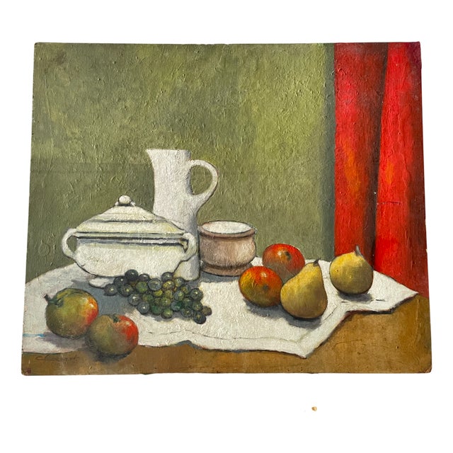 Clairet, Still Life, 1970s, Oil on Masonite For Sale