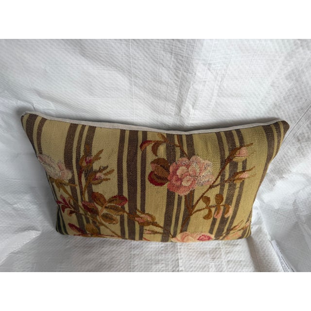Mid 19th Century Antique French Aubusson Floral Metallic Thread Pillow, Circa 1850 For Sale - Image 5 of 7