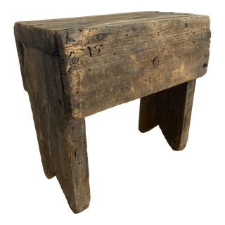 Primitive Handcrafted Antique Footstool For Sale