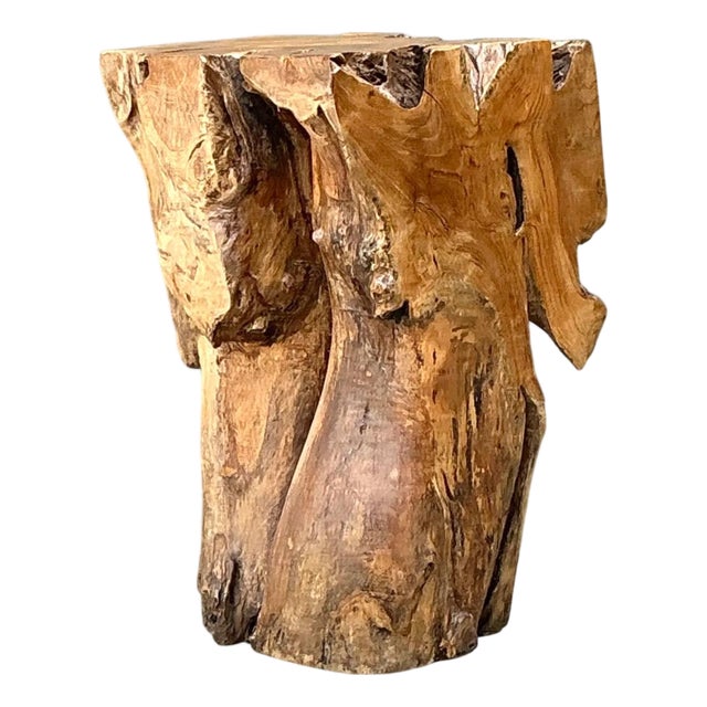 Vintage Natural Wood Stump Table For Sale