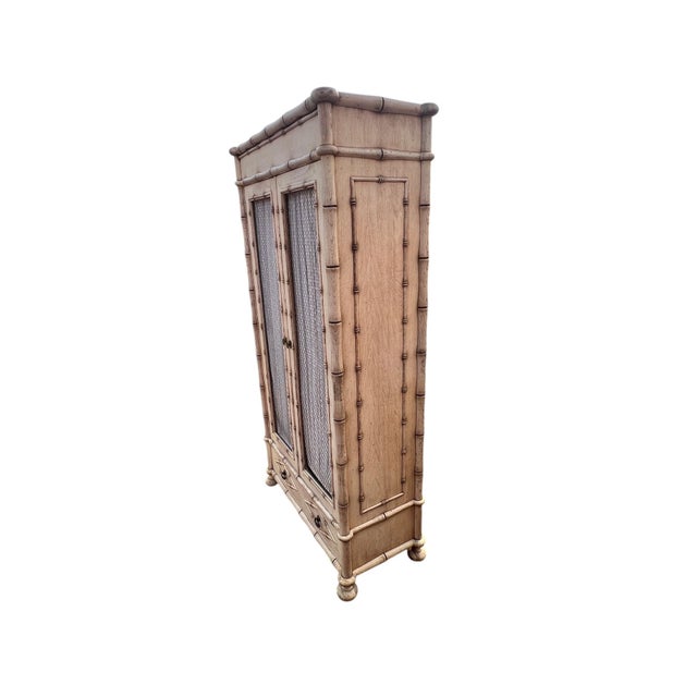 Vintage Faux Bamboo Armoire For Sale - Image 12 of 15