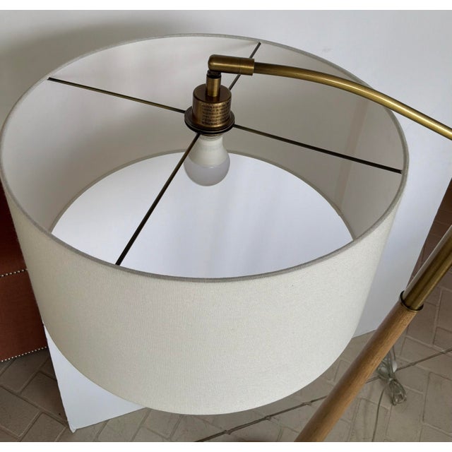 Modern Wood and Brass Floor Lamp For Sale - Image 4 of 6