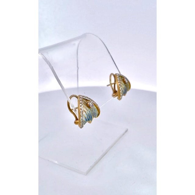 1990s Masriera Plique a Jour Earrings 18k - Set of 2 For Sale - Image 9 of 12