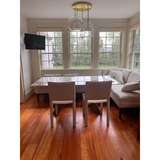 Room & Board Pair of Room & Board Madrid Cream Leather Dining Chairs For Sale - Image 4 of 8