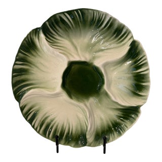 1950s Mid Century Modern Cabbageware or Lettuceware Bok Choy Ceramic Serving Platter For Sale
