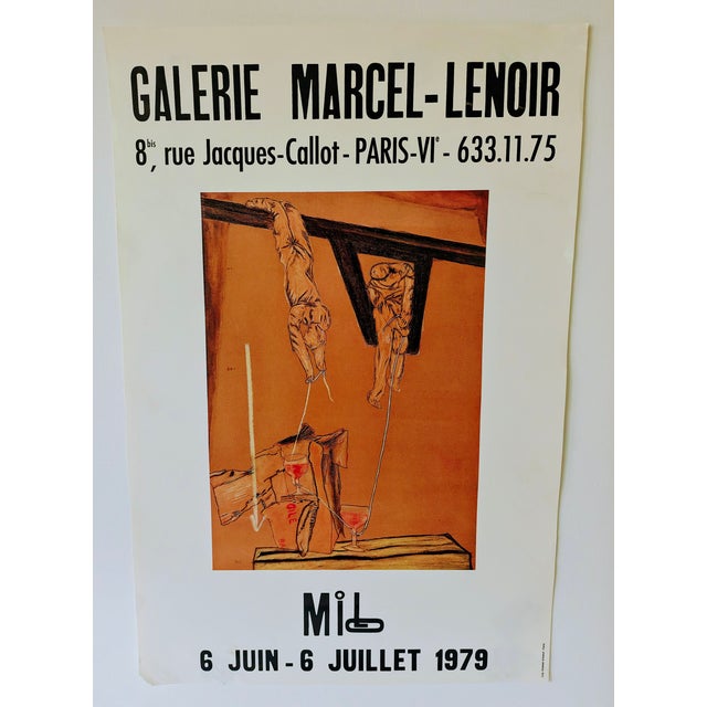Brown Milo Original Art Poster Exhibition Galerie Marcel Lenoir Paris Vintage Surrealist For Sale - Image 8 of 8