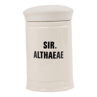 Antique-Style Ceramic Apothecary Jar With Lid - Sir Althaeae For Sale
