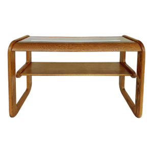 Lou Hodges Mersman Waldron Oak Glass Console Table, 1970s