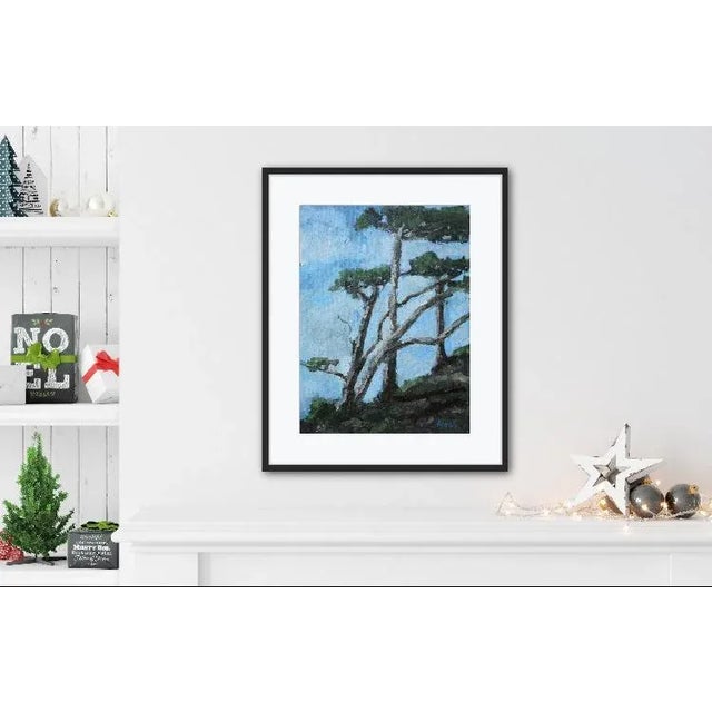 Coastal Contemporary Modern Landscape Painting Cypress Trees For Sale In Reno/Lake Tahoe - Image 6 of 12