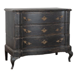 Late 18th Century Black Chest of Three Drawers For Sale