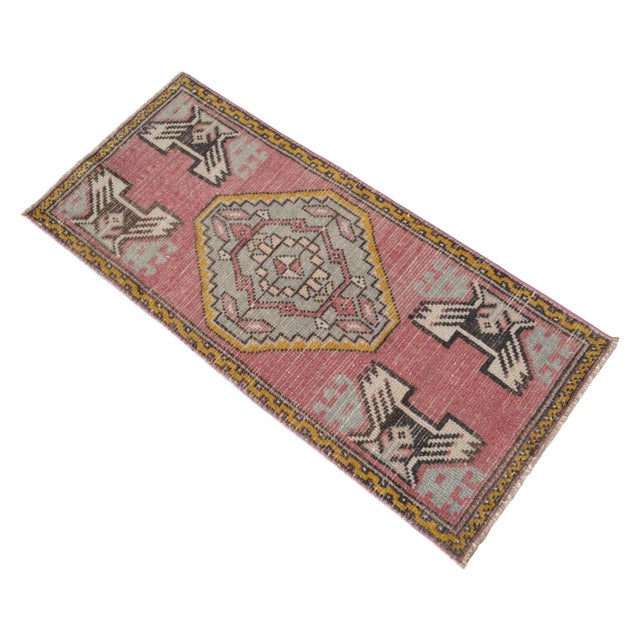 1970s Hand Knotted Door Mat, Entry Decor, Bath Mat, Kitchen Decor, Small Rug, Turkish Rug , Laundry Room Decor - 1'7" X 3'71" For Sale - Image 6 of 16
