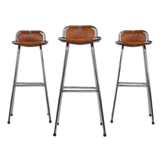 Leather Stools by Charlotte Perriand for Les Arcs, 1970s, Set of 3 For Sale