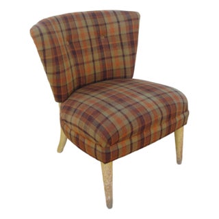 Cocktail Side Chair Mid Century Modern Plaid For Sale