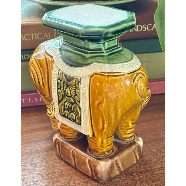 Ceramic 1970s Small Ceramic Elephant Plant Stand For Sale - Image 7 of 9