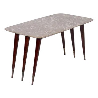 Coffee Table with Marble Top attributed to Giuseppe Scapinelli Form, 1950s For Sale