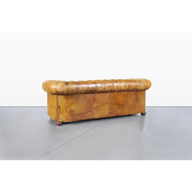 Vintage English Leather Chesterfield Sofa For Sale - Image 9 of 11