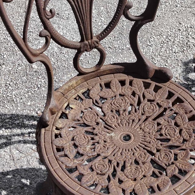 Cast Iron Patio Garden Table and Chairs, Set of 5 For Sale - Image 17 of 18