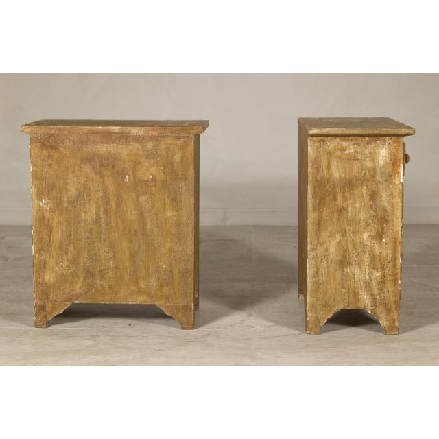 Pair of Distressed Vintage Nightstands with Subtle Brown and Green Patina For Sale - Image 12 of 12