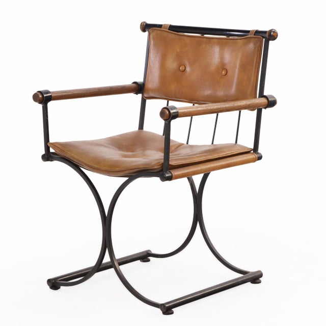 Metal Set of Four 1970s Iron Campaign Style Dining Chairs, Attributed to Cleo Baldon For Sale - Image 7 of 9