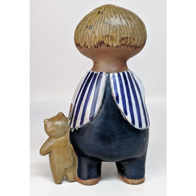 Gustavsberg Lisa Larson Gustavsberg Sweden Malin Boy With Teddy Bear Figurine For Sale - Image 4 of 12