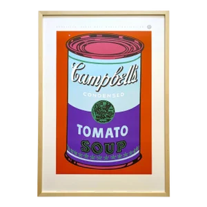 Andy Warhol Estate Vintage 1989 1st Edtn Lithograph Print Framed Extra Large Pop Art Poster " Colored Campbell's Soup Can " 1965