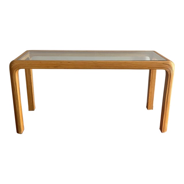 Vintage Pencil Reed Console Table Waterfall For Sale