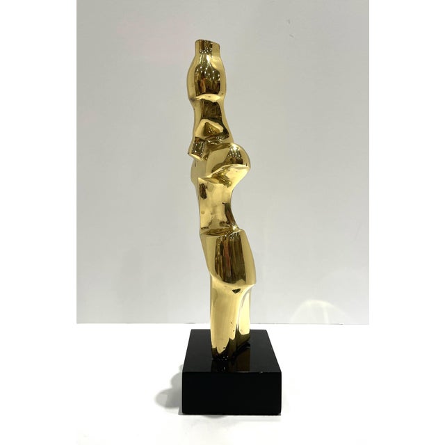 Late 20th Century Late 20th Century Polished Bronzed Figural Sculpture on Black Acrylic Base For Sale - Image 5 of 8