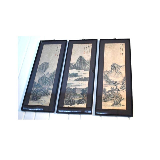 Chinese Chinese Landscape Scroll Panels For Sale - Image 3 of 3