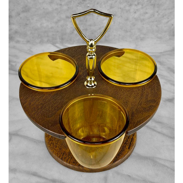 Plastic Mid-Century Modern Yellow Acrylic Condiment Serving Set W/ Box For Sale - Image 7 of 8