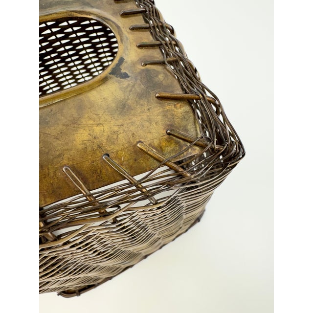 Hollywood Regency Vintage Woven Brass Metal Tissue Box Cover For Sale - Image 3 of 11