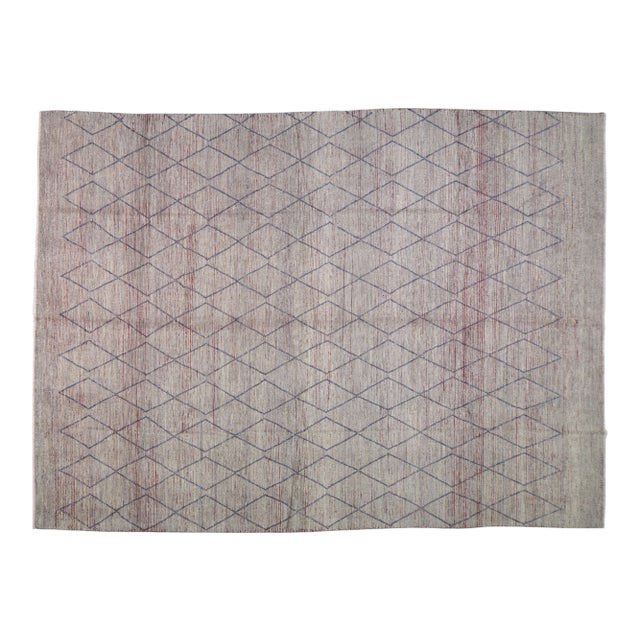 Moroccan Hand Knotted Rug With Natural Color Organic Wool and Soft Texture,10'4"x14'2" For Sale