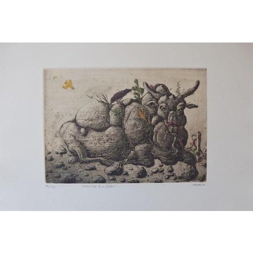Mordecaï Moreh, Eternity of a Zebu, Etching For Sale - Image 6 of 6