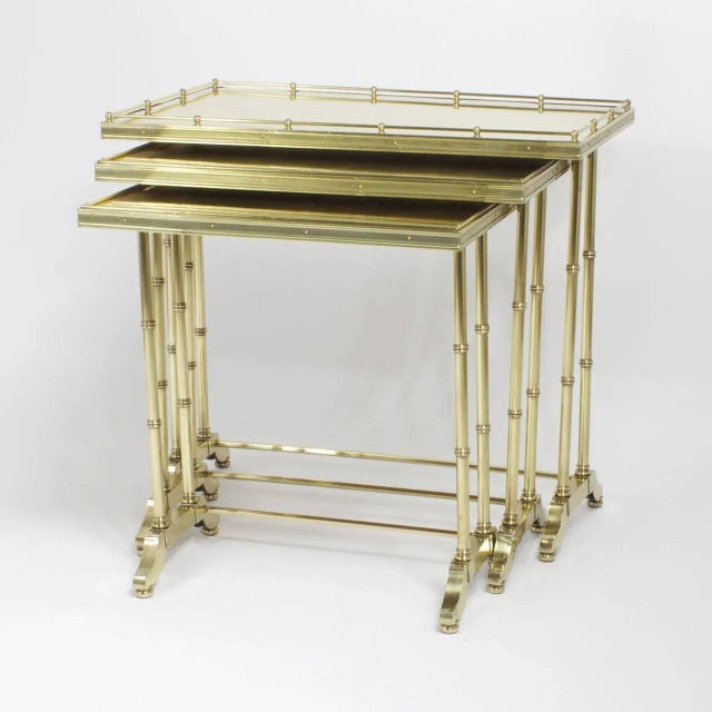 Chinoiserie Mid-Century Bronze Nest of Tables - Set of 3 For Sale - Image 3 of 8