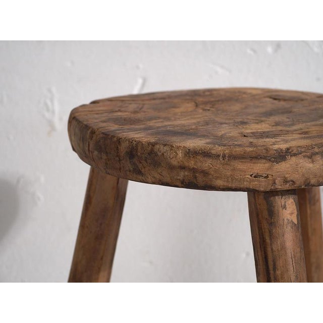 Wood Antique Handmade Stool, 1900 For Sale - Image 7 of 8