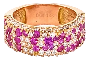 2.10 Carat Sapphire Diamond 18 Karat Rose Gold Band, Size 7