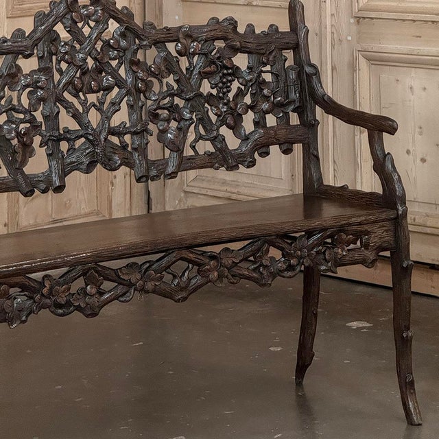 Coffee 19th Century French Black Forest Carved Oak Hall Bench For Sale - Image 8 of 18