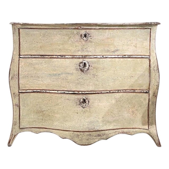 18th Century German Antique Painted Rococo Bombe Chest For Sale