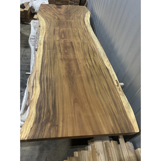 Contemporary Live Edge Single-Slab Monkeypod Conference Table, 10 Ft, 44 in Wide For Sale - Image 3 of 4